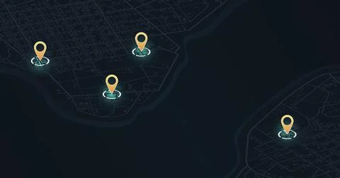 Multiple destinations. Gps tracking map. Track navigation pins on street maps Stock Illustration