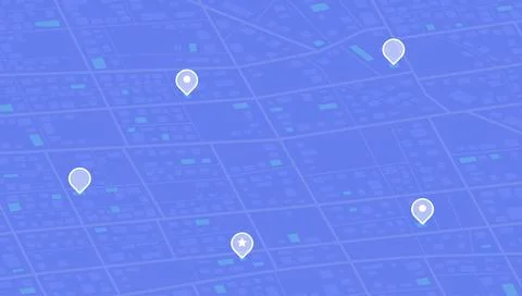 Multiple destinations. Gps tracking map. Track navigation pins on street maps Stock Illustration