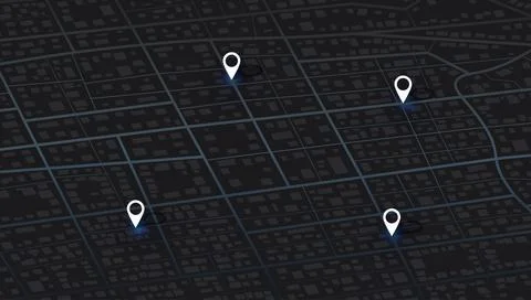 Multiple destinations. Gps tracking map. Track navigation pins on street maps Stock Illustration