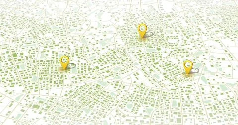 Multiple destinations. Gps tracking map. Track navigation pins on street maps Stock Illustration