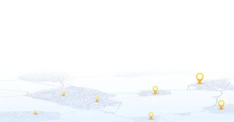 Multiple destinations from home. Gps tracking map. Track navigation pins on Stock Illustration