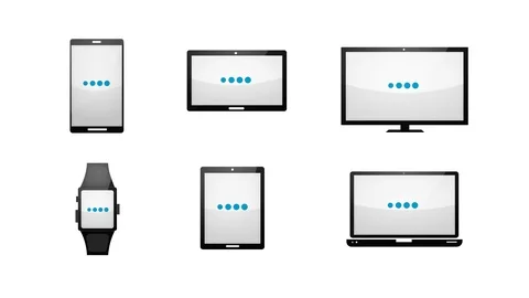 Multiple Devices Loading Technology Icons Set Stock Footage 107416552