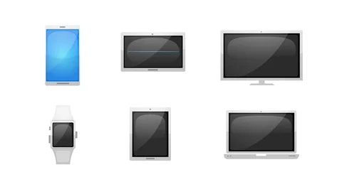 Multiple Devices Technology Icons Set Stock Footage 107384718