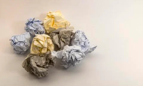 Multiple different crumpled paper balls Stock Photos