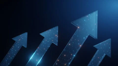 Multiple digital arrows symbolizing business growth and success Stock Footage 288083373
