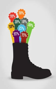 Multiple discount tag in shoes Illustrazione stock
