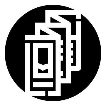 Multiple documents and files icon in black circle Illustrazione stock