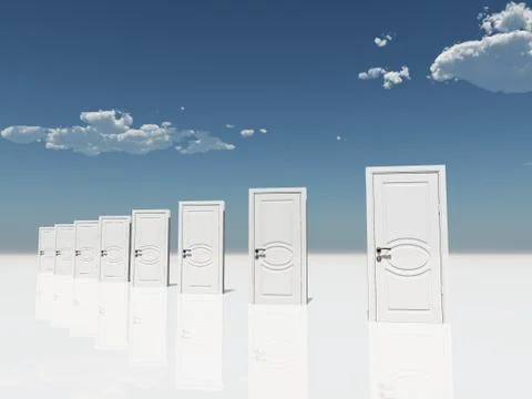 Multiple doors Stock Illustration