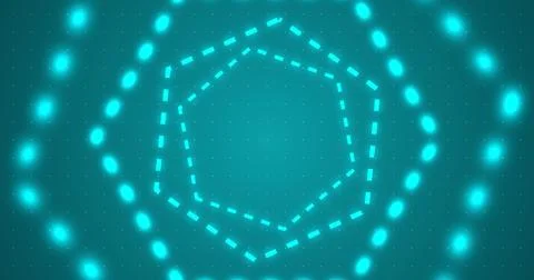 Multiple dotted technology benzene rings hexagons moving cyber computer bg... Stock-Illustration