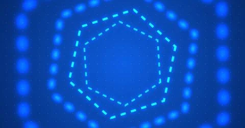 Multiple dotted technology benzene rings hexagons moving cyber computer bg... Stockillustratie