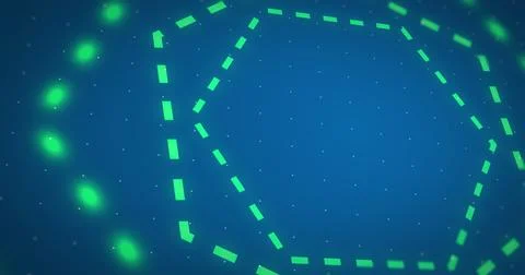 Multiple dotted technology benzene rings hexagons moving cyber computer bg... Illustrazione stock