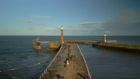 Multiple drone clips of whitby coastal town, north yorkshire Stock Footage 230176489