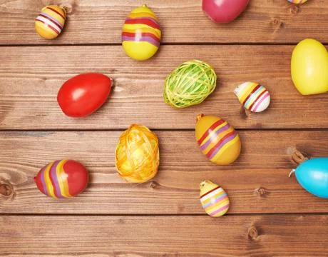 Multiple Easter egg decorations composition Foto stock