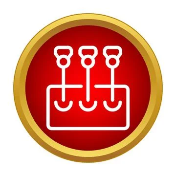 Multiple electrical plugs connecting into a power strip icon Stock Illustration