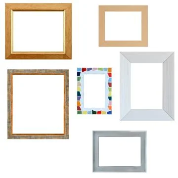 Multiple empty frames isolated on white background Fotos Stock