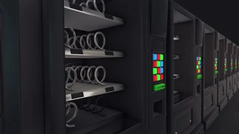 Multiple EmptyVending Machines in a row 4k Stock Footage 148490395