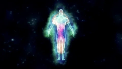 Multiple Energy Bodies Etheric Body and Astral Body of the Human Stock Footage