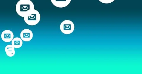 Multiple envelope icons floating against green background Illustrazione stock