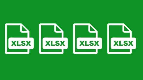 Multiple excel file icons appearing on green background representing data m.. Stock Footage 346499091