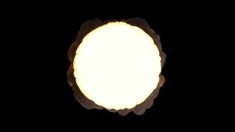 Multiple explosions of a pulsating fire sphere with smoke on a black background. Stock Footage 171645973
