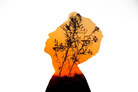 Multiple Exposure Abstract of Person and Sunset Stock Photos