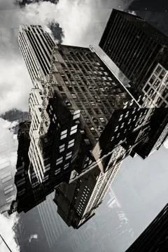 Multiple exposure of buildings in Manhattan, New York, USA Ilustración de archivo