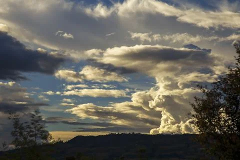 Multiple exposure composite of a dense cloud formation over the eastern Andes Stock Photos