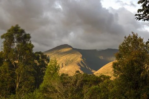 Multiple exposure composite of the Iguaque mountain under a big dense cloud a Foto stock