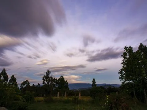 Multiple exposure composite of the landscape of the central Andes of Colombia Stock Photos