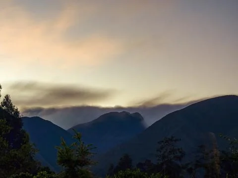 Multiple exposure composite of the landscape of the central Andes of Colombia Stock-Fotos