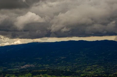 Multiple exposure of an overcasted sky over the central Andean mountains of C Stock Photos