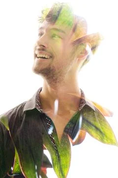 Multiple exposure portrait of a cheerful man Stock-Fotos