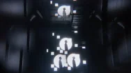 Multiple Exposure Profile Of Lifelike Silhouetted Ai Cyborgs In Strobing Lights Stock Footage