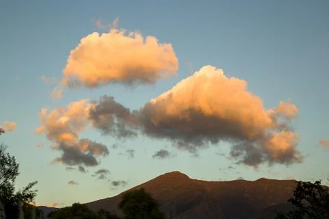 Multiple exposure of woolly clouds floating on top of Iguaque mountain, near Stock Photos