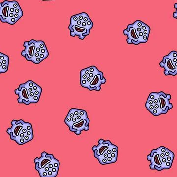 Multiple eyes cute monster vector seamless pattern Stock Illustration