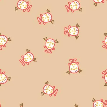 Multiple eyes cute monster vector seamless pattern Stock Illustration