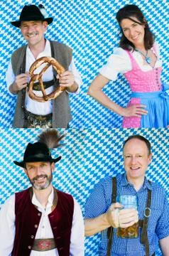 Multiple faces of bavarian people Stock Photos
