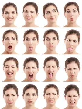 Multiple faces expressions Stock Photos