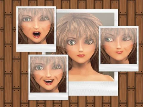 Multiple faces on photo cards Stockillustratie