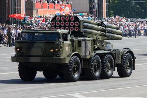 Multiple-fire system "Uragan", Rostov-on-Don, Russia, May 9, 2012 Stock Photos