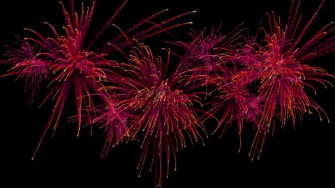 Multiple firework explosions with trails. Video stock 97134374