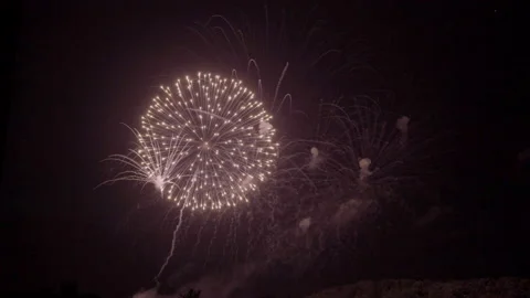 Multiple Fireworks on a Black Background Stock Footage 131676793