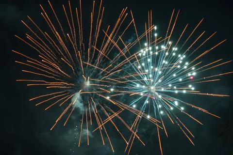 Multiple fireworks burst. Stock Photos
