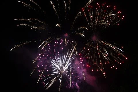 Multiple fireworks exploding Stock Photos