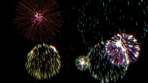 Multiple Fireworks Explosion 4K Stock Footage 109801189