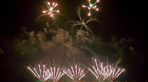 Multiple fireworks explosion Stock Footage 64188486
