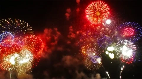 Multiple fireworks explosion FullHD Stock Footage
