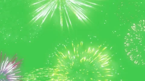 Multiple Fireworks Explosion Green Screen Video Overlay Stock Footage 344732960