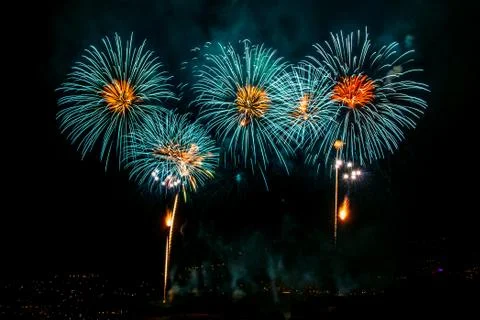 Multiple fireworks Stock Photos