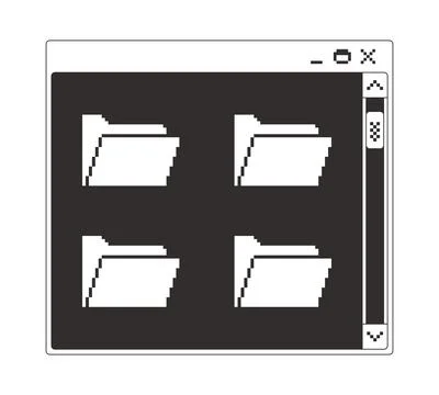 Multiple folders with scroll bar monochrome pixel pop-up window 스톡 일러스트